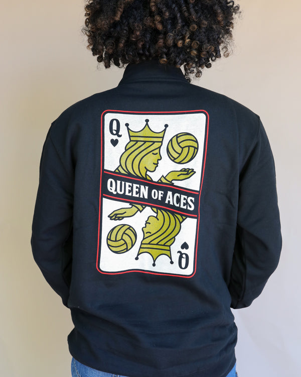 Queen Of Aces Quarter Zip Black - No Dinx Volleyball