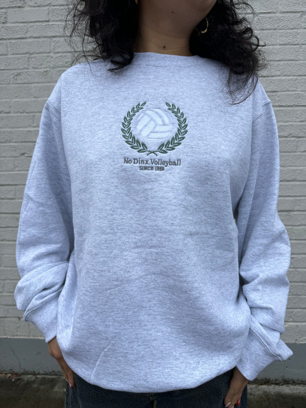 Crest Embroidered Crewneck Sweatshirt - No Dinx Volleyball