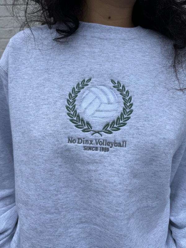 Crest Embroidered Crewneck Sweatshirt - No Dinx Volleyball